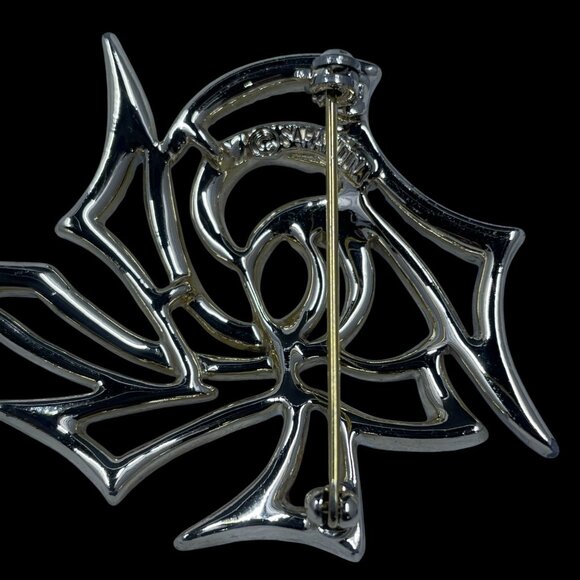 Vintage Sarah Coventry Rose Brooch Gold Silver Two Tone Floral Romantic Modern - Picture 5 of 5